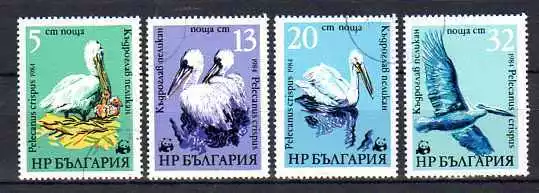 Oiseaux Bulgarie 1984 (5) Yvert 2869 à 2872 oblitérés used