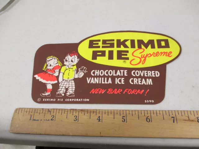 ESKIMO PIE 1950s SUPREME ice cream bar store display window sticker poster sign