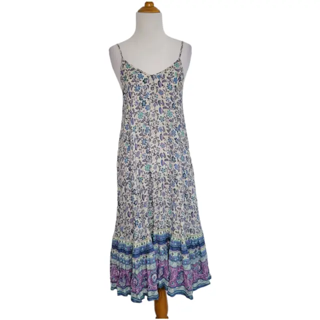 Spell & the Gypsy Collective Dahlia Strappy Dress Floral Blue Ruffle Women XS