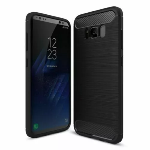 Coque antichoc pour Samsung GALAXY S8, coque arrière effet fibre de carbone