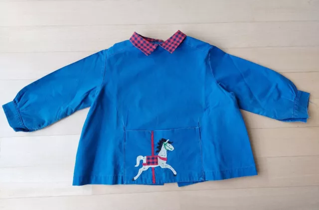 Camicia bambino vintage anni '60 cavallo ricamato Carabi Made in France 2-3 J.
