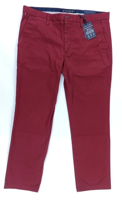 Tommy Hilfiger Chino pantaloni uomo Straight Fit Denton 1985 TH Flex deep rouge