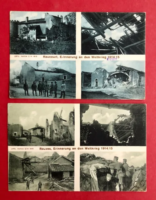 2 x AK RAUCORT in Frankreich 1. WK 1915 Zerstörungen aus der Stadt  ( 82734