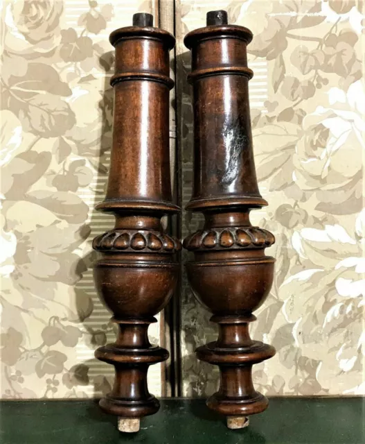 Column pair baluster godron wood carvings - Antique french architectural salvage