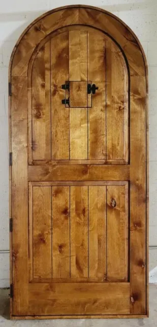 Alder 2" lumber arched door solid wood story book castle winery hardware Prehung 5