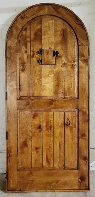 Alder 2" lumber arched door solid wood story book castle winery hardware Prehung 5