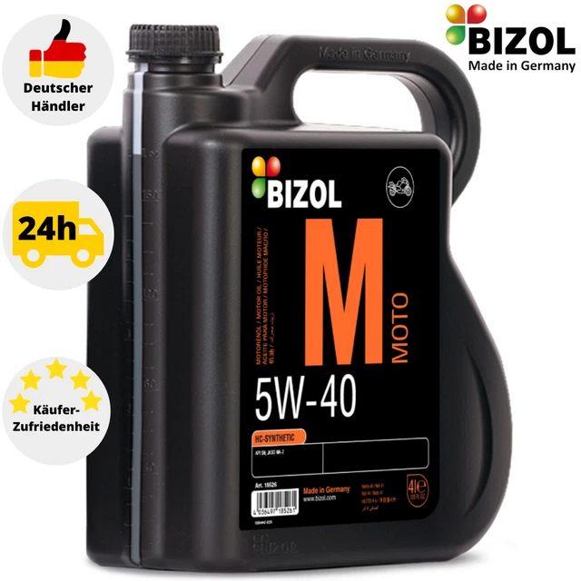 4 LITER BIZOL 5w40 Moto 4 Takt Motorradöl Öl API SN JASO MA-2 Für ...