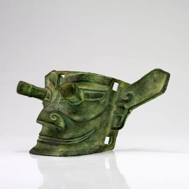 Chinesische Bronze-Maske "Gansu" Bronzefigur Kunstbronze-Maske Replik Sanxingdui 2