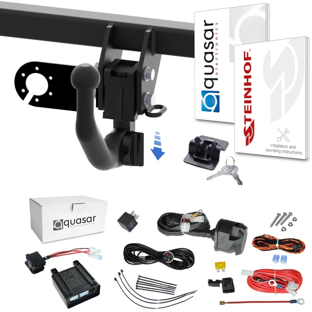 STEINHOF Gancio Di Traino Fisso Per Seat Ibiza 6J (2008-2015) – Con Kit Elettrico 7 Poli – Omologato, Portata 1400 Kg