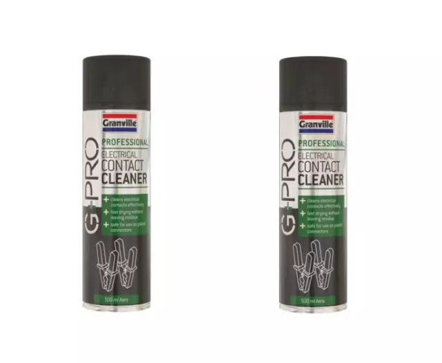 2 x Granville Pulitore Elettrico a Contatto Interruttore Spray Circuito Rimuovi Sporcizia 500 ml