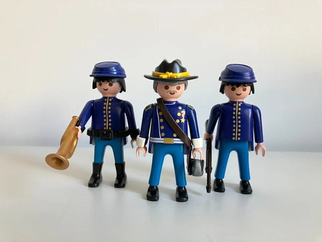 Lot De 3 Soldats Nordistes Britains - Figurines Plastique Peintes - Collection Cavalerie US