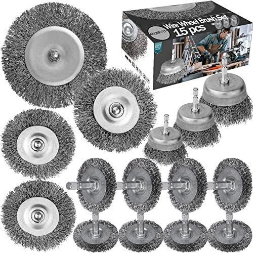 AKONFFIT Wire Wheel Brush & Crimped Cup Brush Kit for Drill,Carbon Steel Fine 28