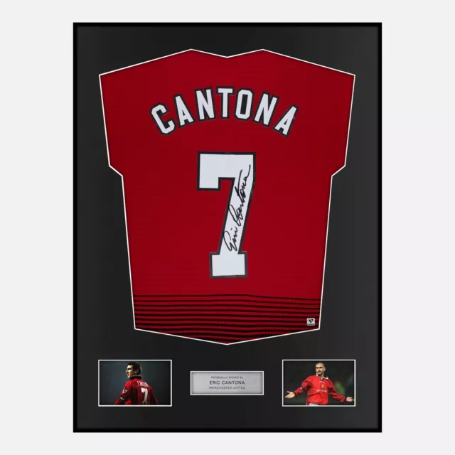 Framed Eric Cantona Signed Manchester United Shirt 2018-19 Home [Modern]
