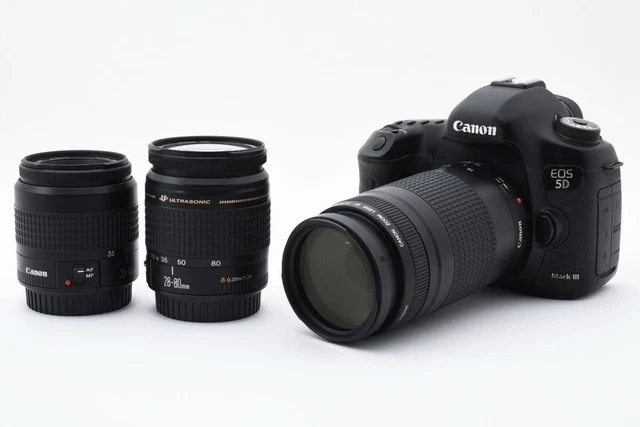 CANON EOS 5D Mark III DSLR Camera Triple Lens Set EF 28-80mm