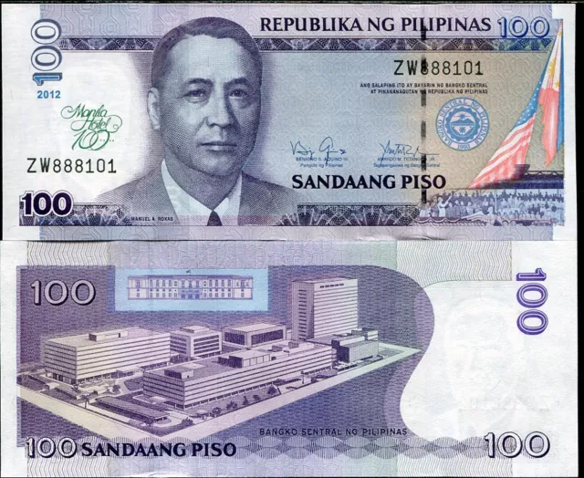 Philippines 100 Pesos 2012 (2013) Manila Hotel Comm. P 213 Unc