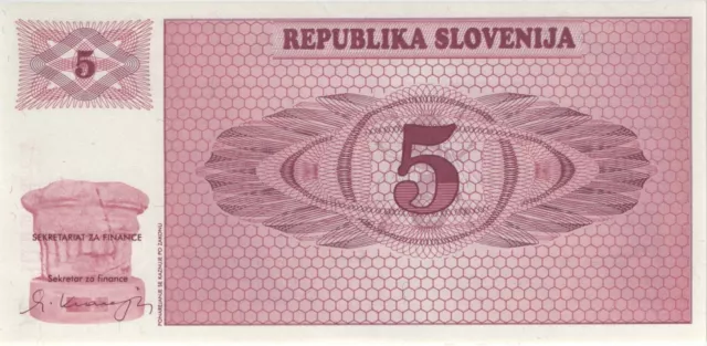 Slowenien / Slovenia P.03s1 5 Tolarjew 1990 Specimen (1) UNC