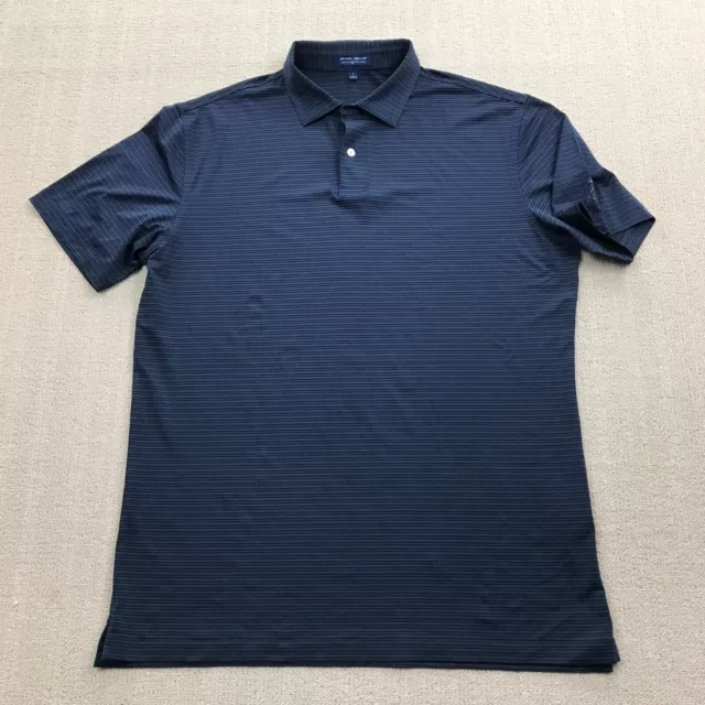 Peter Millar Polo Shirt Mens Large Crown Crafted Blue Striped Golf Performance