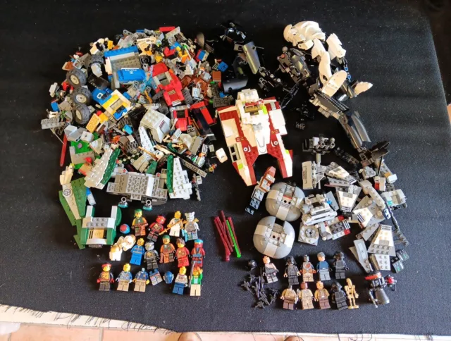 Lot Lego En Vrac Star Wars Ninjago Chima City Plus De 20 Figurines 2kg Environ