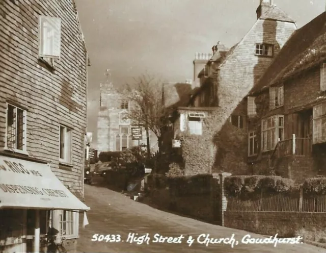 Real Photo Postcard Goudhurst Kent Hight Street & Church Sweetman