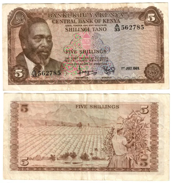 Banknote Kenya P6a 5 Shillings 1969