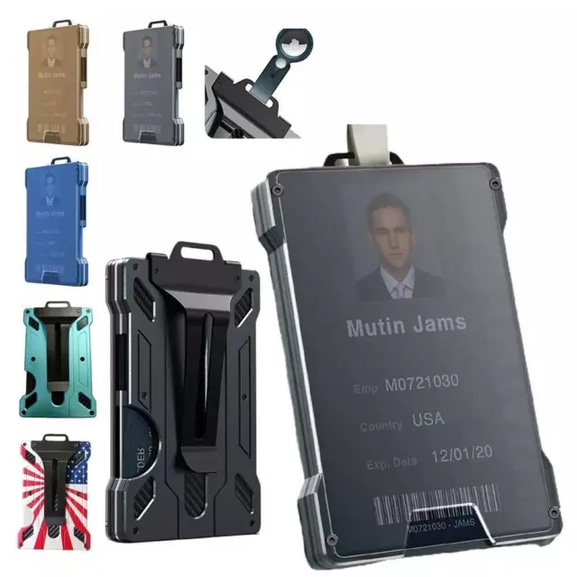 Tarjetero de aluminio con bloqueo RFID para hombre, billetera de...