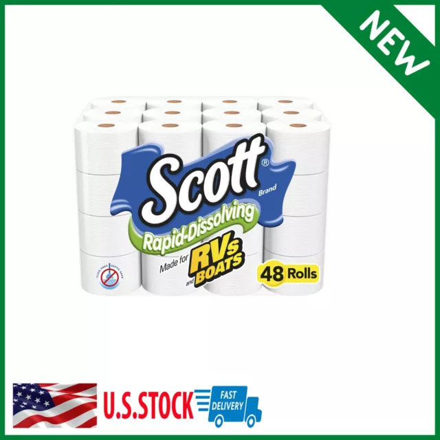 48 Rolls 231 Sheets Tissue Toilet Paper SCOTT very SOFT SEPTIC SAFE for RV BOATS