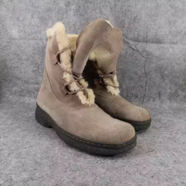 Bare Traps Shoes Womens 8.5 Boots Winter Warm Lace Up Leather Faux Fur Whitney 3