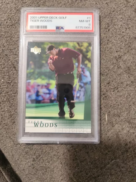2001 Upper Deck Golf Tiger Woods 1 psa 8 rookie rc
