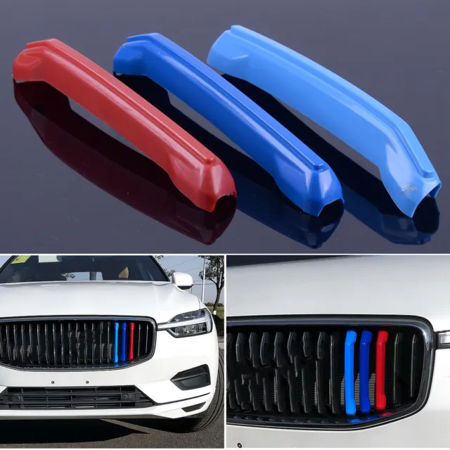 3 Color Front Grille Grill Cover Strips Clip Trim fit for VOLVO XC60 2018 2019