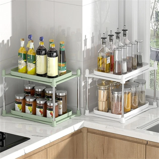 Vinsani 2-stufiges Gewürzregal Aus Stahl – Freistehend, Schwarz, 26x30x16,5 Cm Für Küche, Schrank Oder Theke