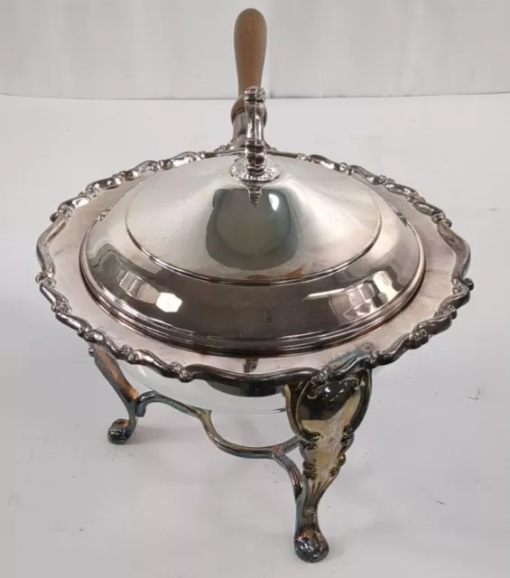 Vintage F.B. Rogers Silver Co. Silver-Plated Lidded Chaffing Dish W/Cover & Base