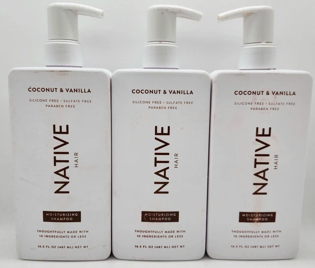 (3x) Native Coconut & Vanilla Moisturizing Vegan Shampoo 16.5 fl oz  ea