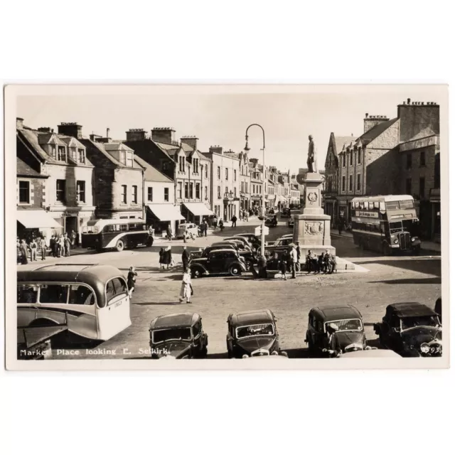 SELKIRK Old Motor Cars in the Market Place RP Postcard, Unused