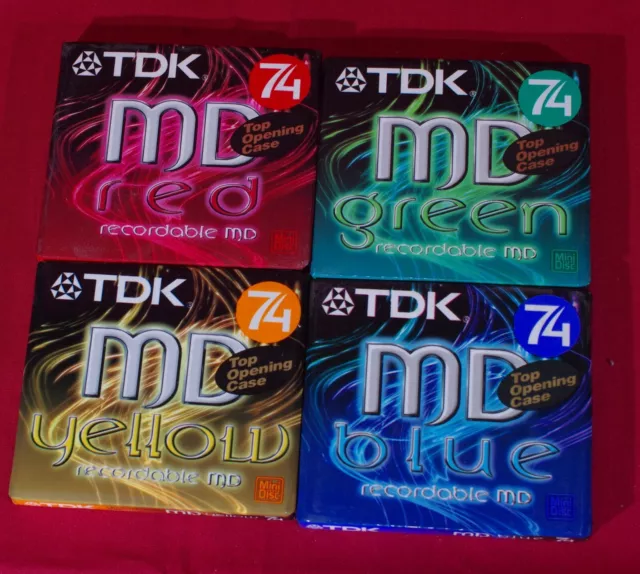 4 Tdk Md-Colour 74 Min Recordable Mini Discs (Brand New & Sealed).