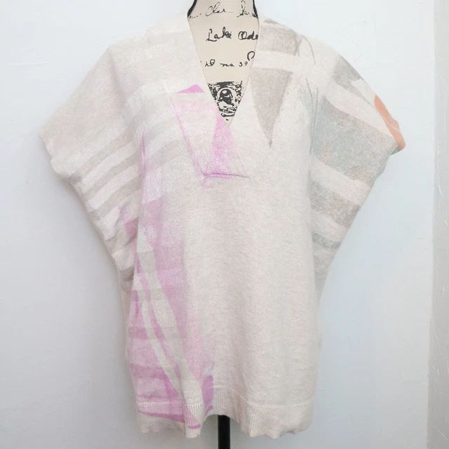 Moth Anthropologie Women XS Oversized Artsy Aztec Soft Wool Blend Poncho Sweater