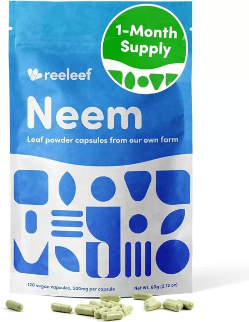 Neem Capsules Full Spectrum High Strength Anti-Oxidant Antimicrobial 120 RRP £20