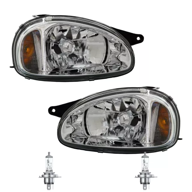 Halogen Scheinwerfer Set H4 für Opel Corsa B Kasten Combo inklusive Lampen