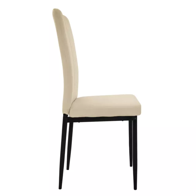 Lot de 4 Chaise de salle à manger en velours doux beige avec dossier ergonomique 3