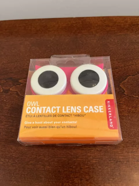 Kikkerland Owl Pink Contact Lens Case MG52 FDA Approved New Leak Proof