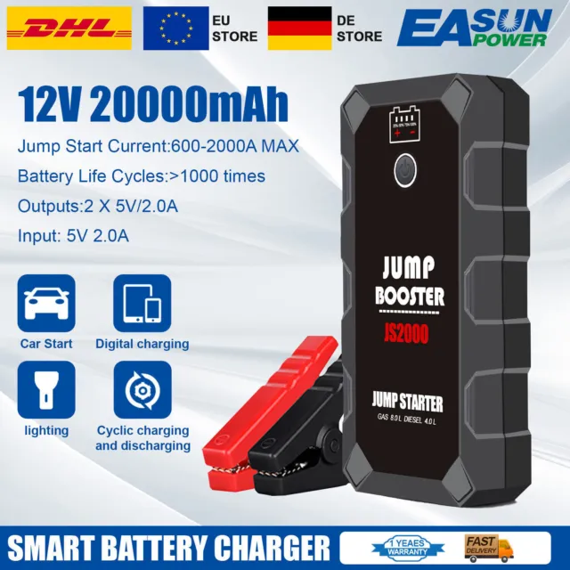 EASUN 2000Amp USB Car Jump Starter Pack Booster Battery Charger Power Bank NEW