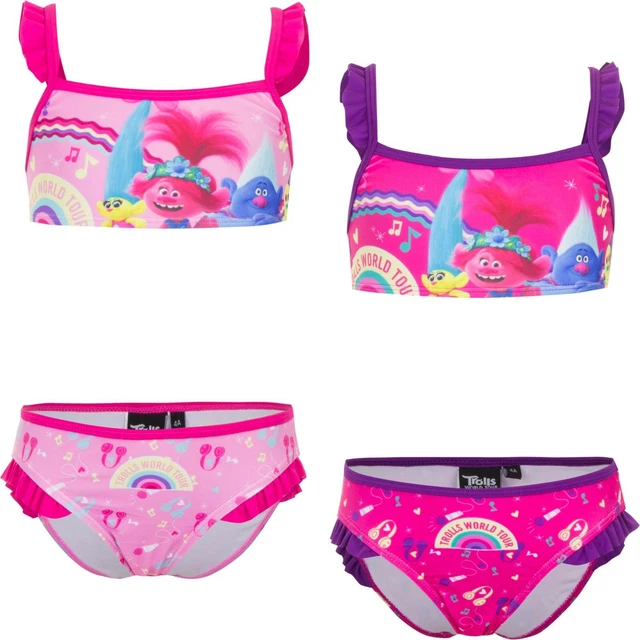 Costume da bagno bambina Trolls 2 pezzi bikini bimba mare piscina 4 5 6 8 anni