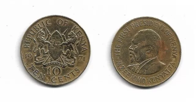 M23 . Kenya . 10 Cents . 1971 .