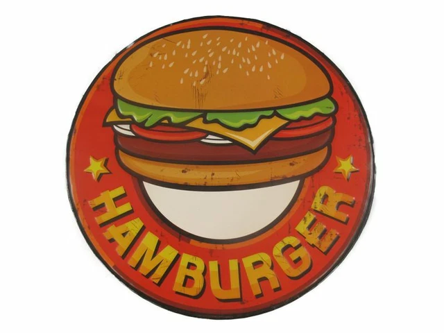 TIN SIGN &amp;BURGERS&amp; hamburger snack McDonalds meal burger king 30 cm new ...