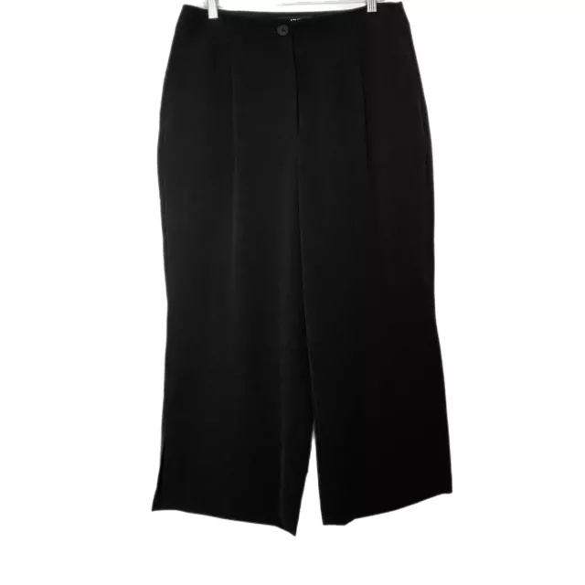 DKNY Donna Karen Black Wide Leg High Waist Side Slit Cropped Pants Size 8