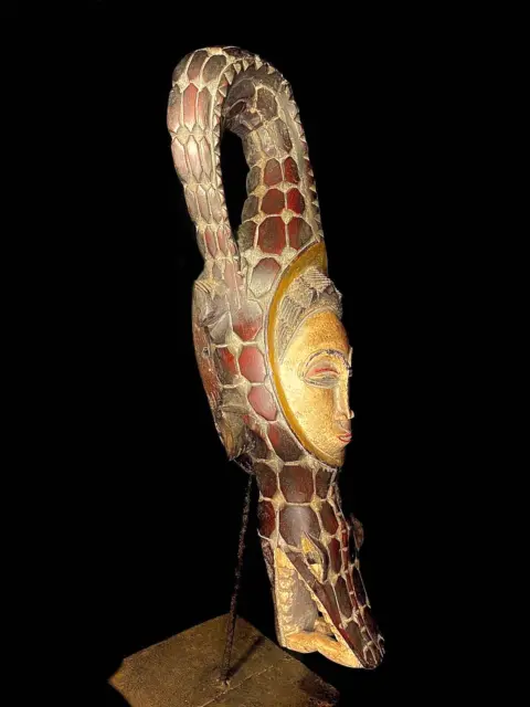 African mask antiques tribal art Face vintage Wood Carved Vintage  guro -5832