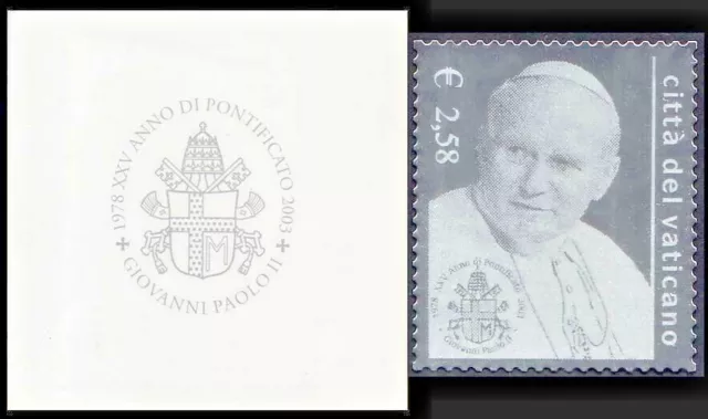 Vatican City Scott 1237 for 25 years John Paul II pope etched on silver foil MNH