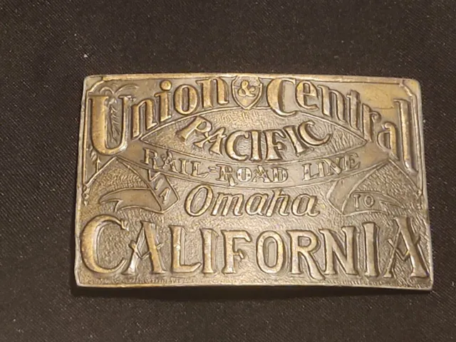 Vtg. Union Central Pacific Railroad Railway Omaha California 70s  Belt Buckle