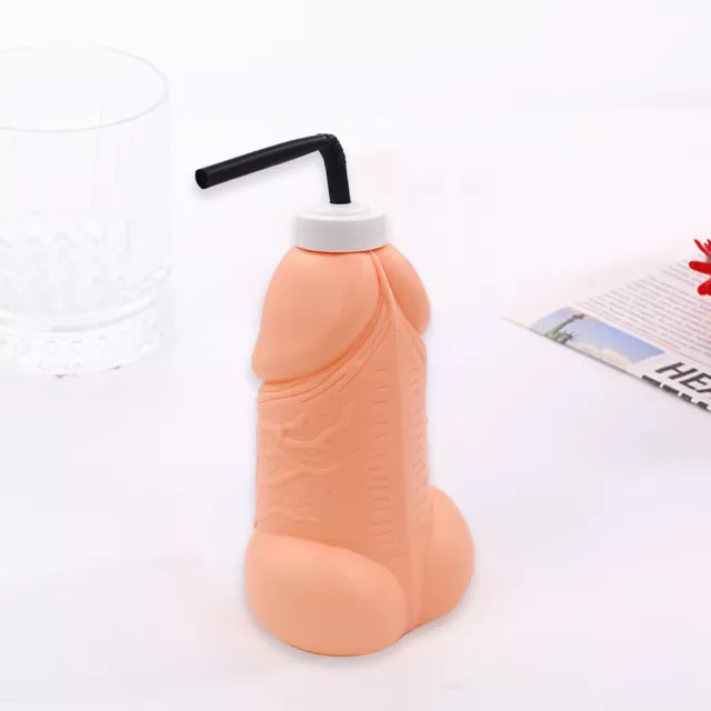 Funny Willy Pecker Water Cup Bottle w/ Straw Adult Penis Hen Party Gag Gift