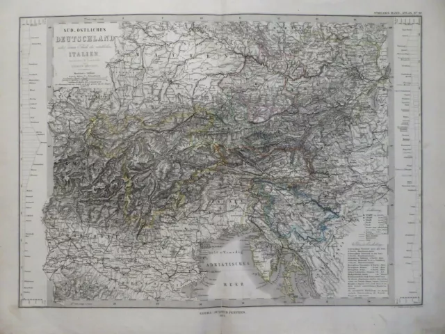 Landkarte Stieler, Süd-Ost Deutschland und nördl. Italien, Gotha Perthes 1873