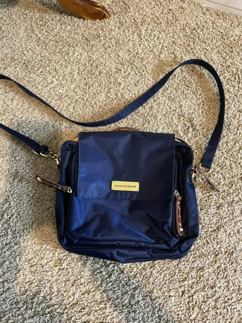 Samantha Brown Blue Croc Embossed Weekender Crossbody Carry All Travel Bag NWOT